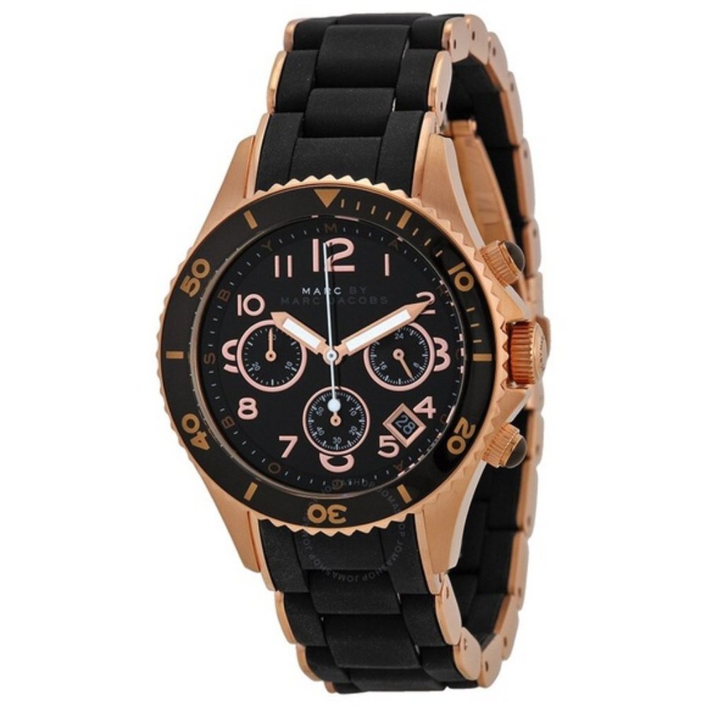 MARC JACOBS Pelly Chronograph Black Dial Rose Gold